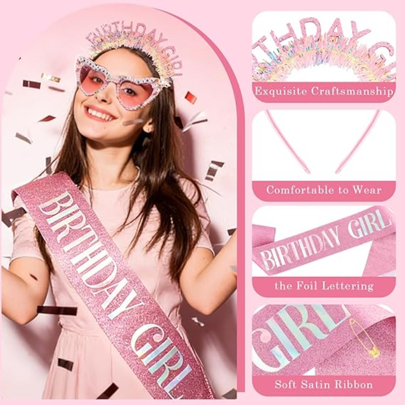 3pcs/set Birthday Girl Sash Gl - Birthday Sash Glitter review and price