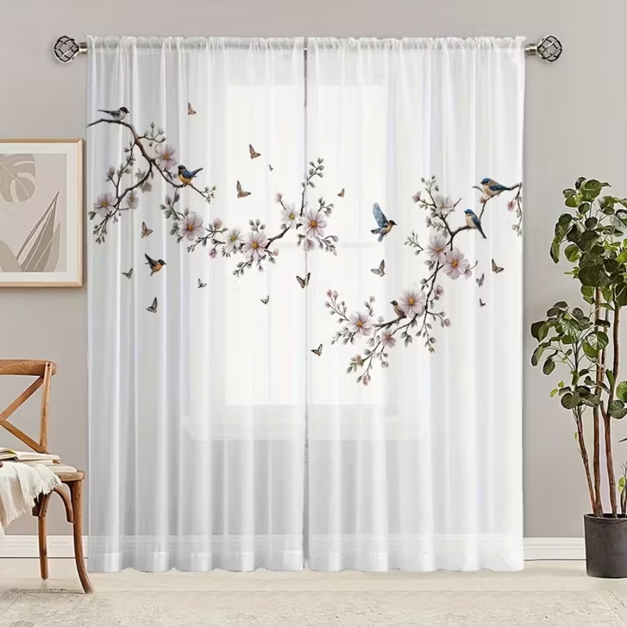 2PCS Digital Print Sheer Curta - Flower Wall Panel review and price