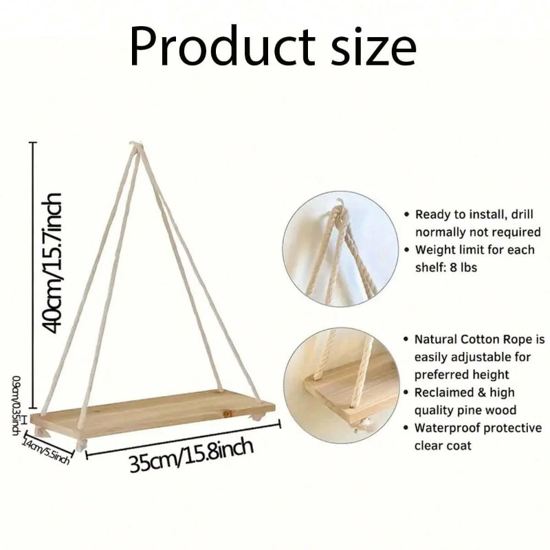 1PC Wooden Swing Hanging Hemp  - Flower Wall Panel review and price